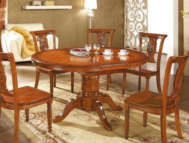 实木圆餐桌椅 实木圆桌餐桌椅组合(图1)
